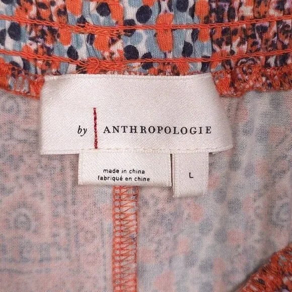 ANTHROPOLOGIE 2pc Set LARGE Loungewear‎ Top Ruffle Smocked Shorts Pajama